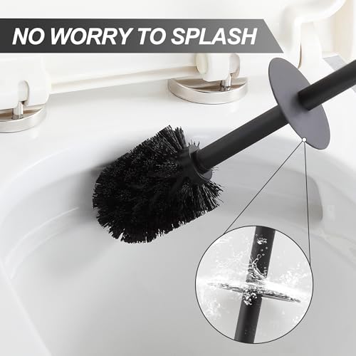 Image of BGL Black Toilet Bowl Brush and Holder Matte Black Toilet Brush and Holder Set reestanding Bowl Brush for Bathroom