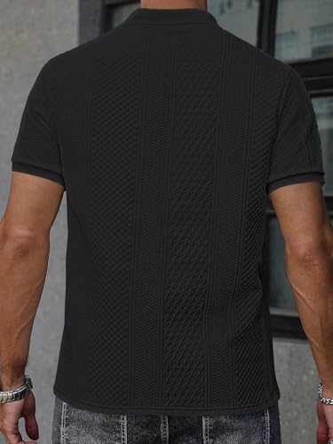 Image of GRECIILOOKS Textured Polo T-Shirt for Men | Premium Lycra Jacquard Collared Cotton Blend Polo | Smart Casual & Formal t Shirt for Men | Stylish t Shirt for Mens for Office, Party & Everyday