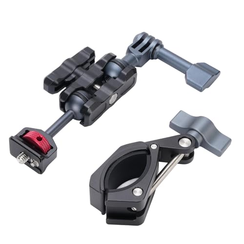 Generic 5kg アルミ合金製カメラバイクマウントホルダー、ダブルボールヘッドユニバーサルマルチアングル調整可能ハンドルバーカメラマウント、Action 5Pro ACT4屋外撮影用