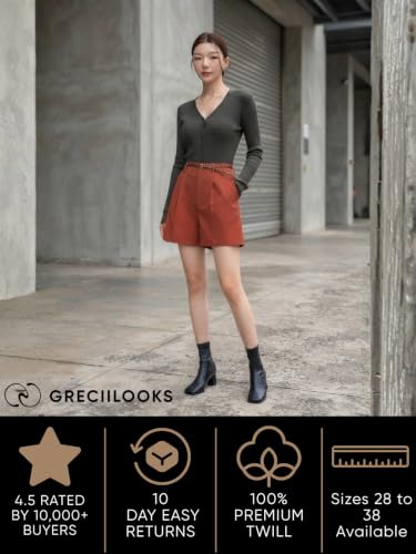Image of GRECIILOOKS Women's Western Shorts - Trendy Knee Length Casual Bottoms | Relaxed Fit Summer Shorts for Girls & Women (Available in Plus Size)