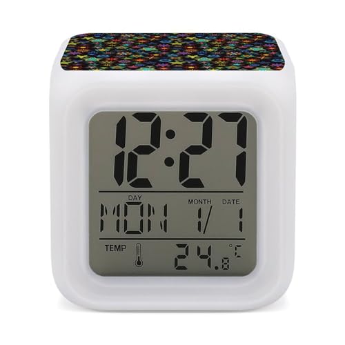 Kaleidoscope Stars - Reloj despertador digital para dormitorio, pantalla LED, para dormir profundo, alarmas de mesita de noche