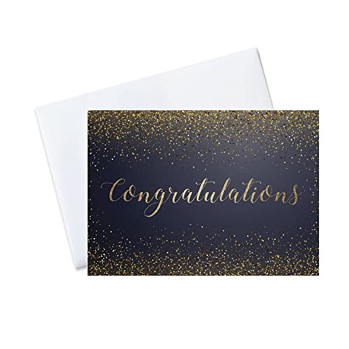 Congratulations Cards with Envelopes (Gold Confetti) Graduation Bulk Pack of 25 Congrats Cards with Envelopes - 5x7 inch - A7 - Team, School, Business, Employees, Clients, Family (C1802)