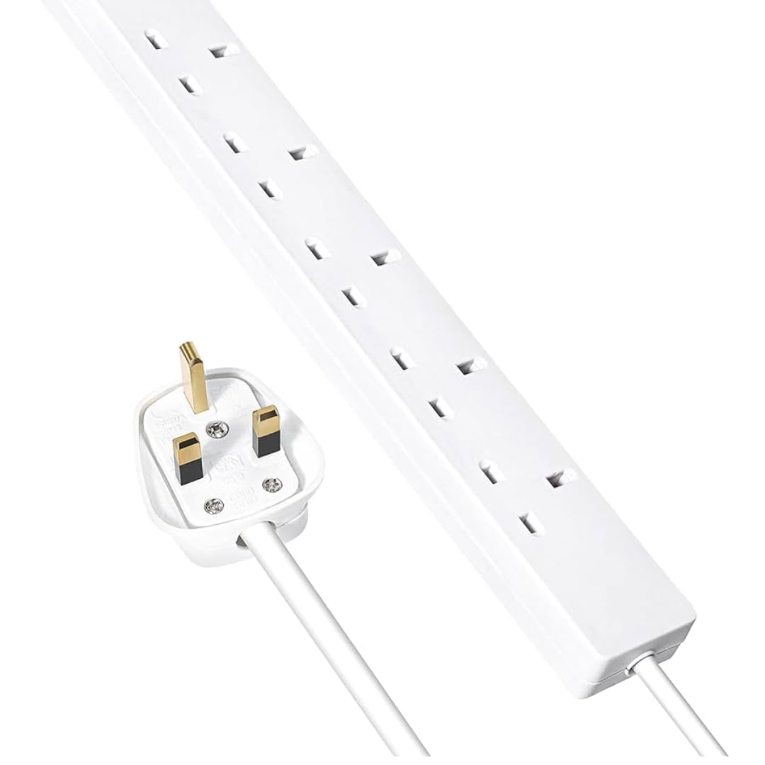 3M Extension Lead with different Way Socket, Heavy Duty Power Strip with Neon Indicator Light, Multi Socket Adapter for Home, Office, Living Room, Camping Essentials,3M Extension Cable. (6 sockets)