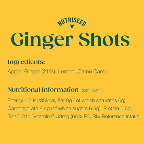 Nutriseed Ginger Shots (14 x 60ml) - 100% Natural Ingredients Freshly Cold Pressed, Ginger Shots Flash Frozen and Delivered, Rich in Vitamin C, helps Boost Immunity & Provide Instant Energy - 5