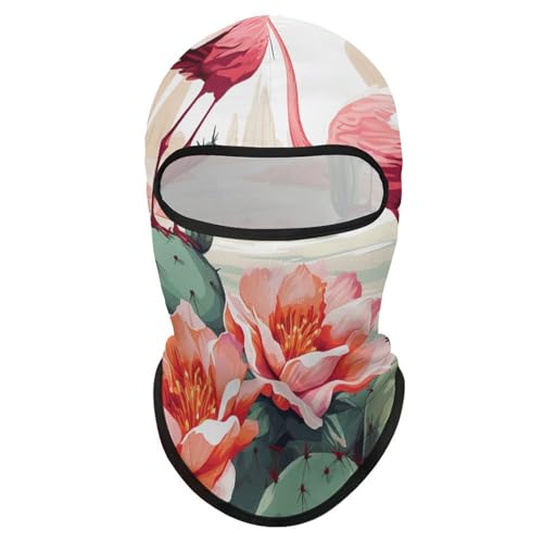 Balaclava máscara facial Green Flamingo Rose Flowers para hombres y mujeres con protección solar y transpirable, cobertura completa para senderismo, ciclismo, correr y conducir miniatura 7