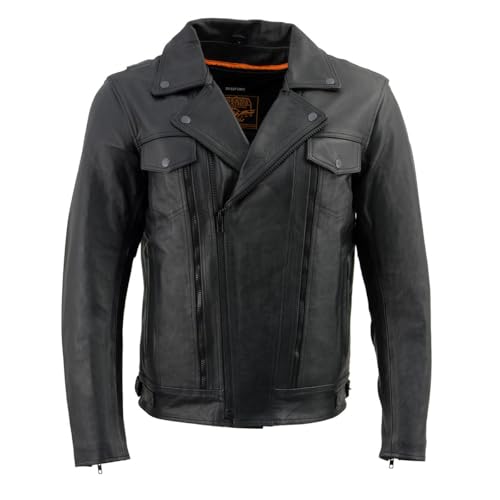 Milwaukee Leather LKM1760 Men's Black Leather Motorcycle Riders Jacket w/Multi-Utility Pockets4