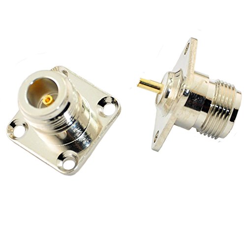 Conector RF N hembra Jack para PCB soldar chasis 4 agujeros montaje panel coaxial