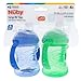 Nuby 2 Pack Sippy Cups with Soft Spout - 10 Oz Toddler Cups Spill Proof with Easy Grip - Dishwasher Safe (Blue & Green)