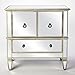 HomeRoots Silver Mirror Glass, Birch Wood,Antique Gold Finish Celeste Mirrored Console Cabinet