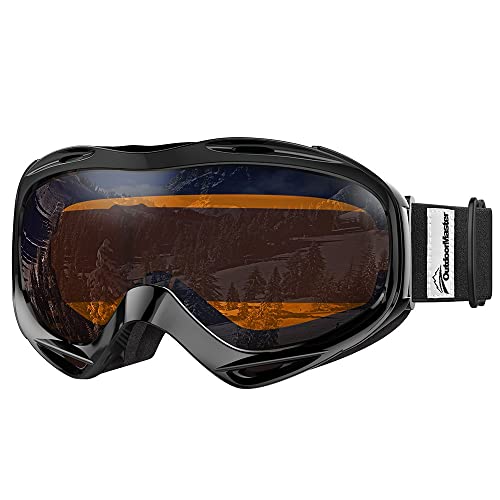 Outdoormaster Otg Ski Goggles - Over Glasses Ski/Snowboard Goggles For Men, Women & Youth - 100% Uv Protection (Black Frame + Vlt 24% Orange Lens With Revo Silver) #TOP18
