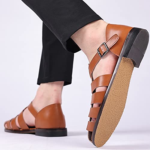 Men's Classic Leather Fisherman Sandals, Closed Toe, Buckle Closure4