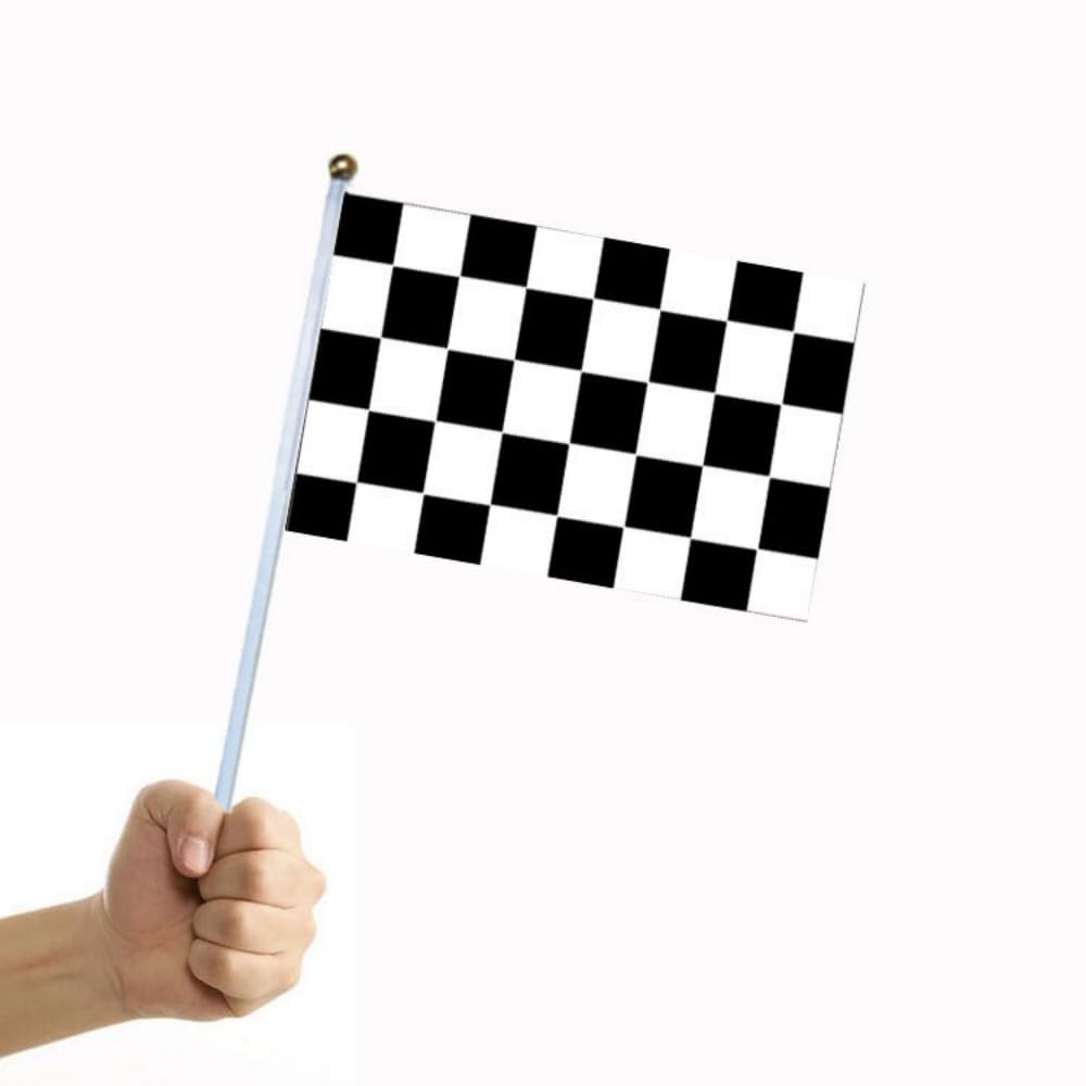 Bandiere Bianco e Nero a Manovella 50 Pezzi Bandiera a Scacchi per Festa Parate Giochi Calcio Decorazioni Auto da Corsa F1