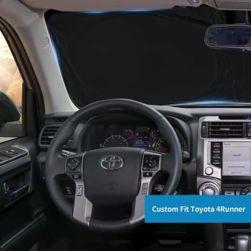 Car Windshield Sun Shade for 4Runner 2003-2009-Sunshade for Front Window Cover Custom Fit Toyota RAV4 4Runner Sequoia Land Cruiser Sun Visor Protector 210T Fabric Foldable Shades Block UV Ray (M+