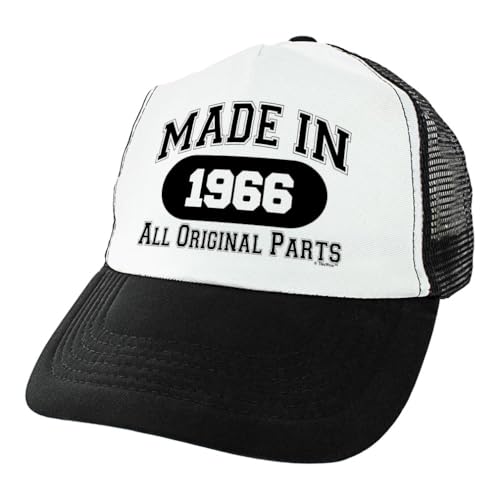 60th Birthday Gifts for All Made in 1966 All Original Parts Turning 60 Birthday Party Trucker Hat Black