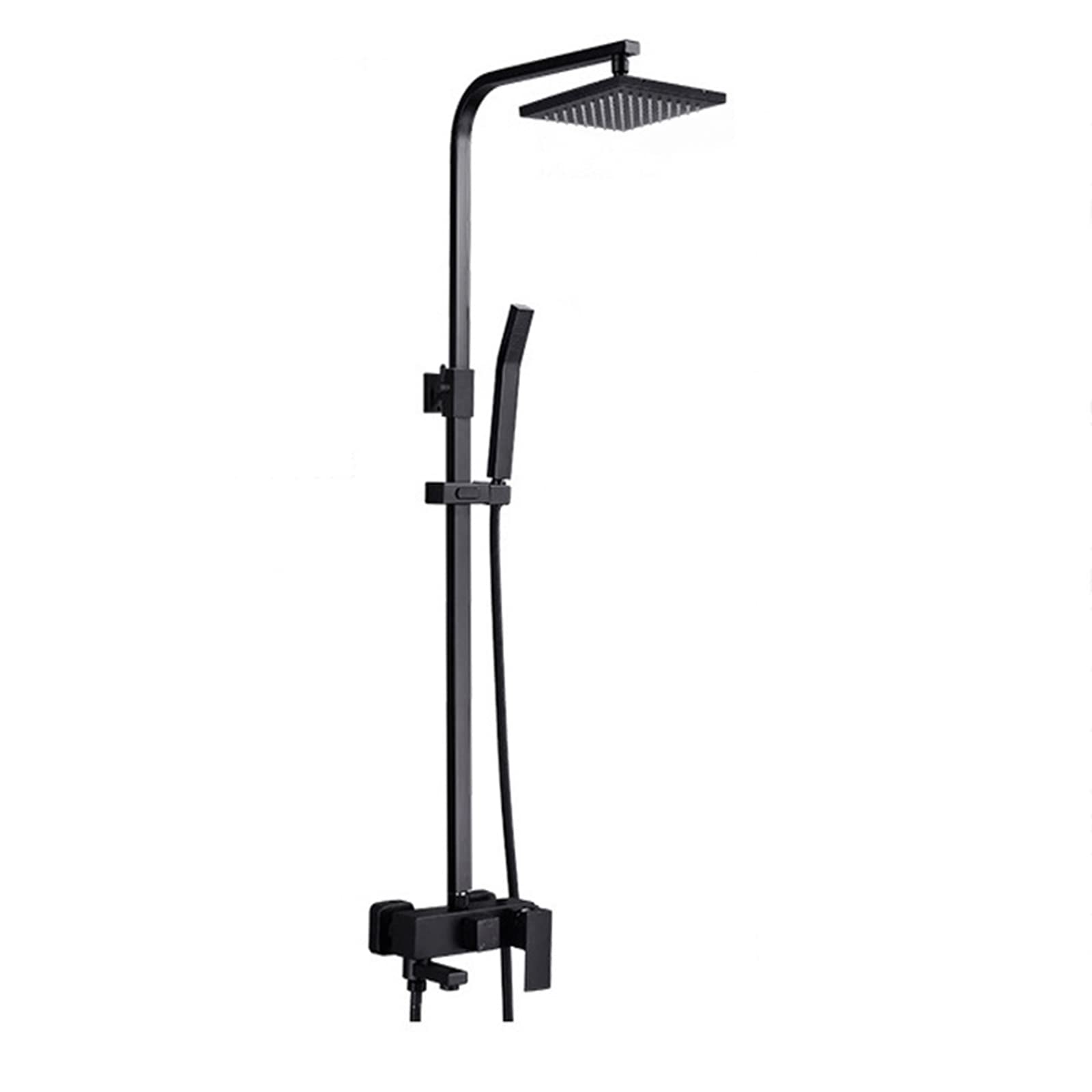 CWCQGH Black Bathroom Shower Faucet Set Wall Mounted Height Adjustable Exposed Shower Shower Mixer Brass Booster Shower,Black A,Sprinkler