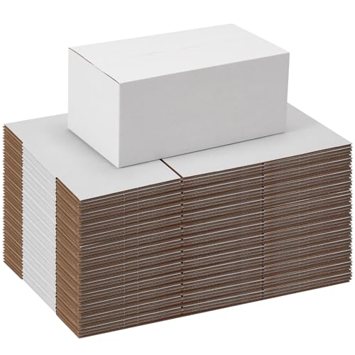 8x5x5 Shipping Boxes Set of 40, White Kraft Corrugated Cardboard Small Boxes Mailers for Business Packaging Box