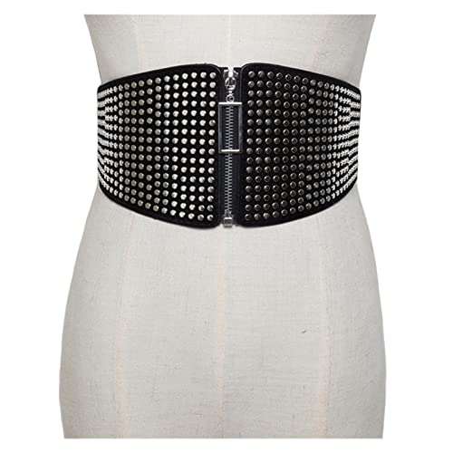 Wide Elastic Studded Belt Female Waist Goth Plus Size Stretch Ladies Long Belts for Women Corset Waistband