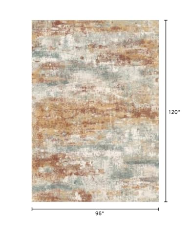Area Rugs 8x10 for Living Room Bedroom, Modern Abstract Machine Washable Rug, Large Soft Low Pile Floor Cover with Non Slip Backing for Dining Room, Orange Green