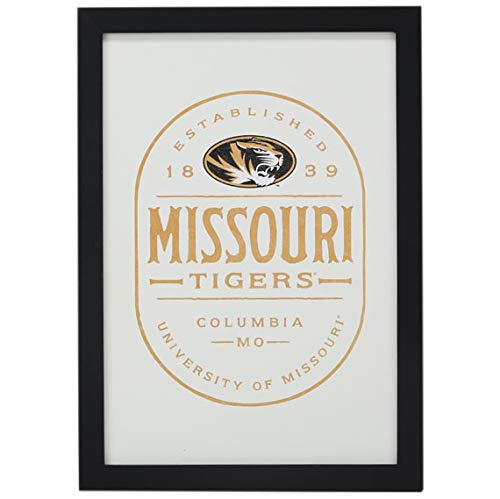 University of Missouri Tigers Badge Framed Wood Wall Decor - Vintage MU Tigers Wall Art for Man Cave, Office or Dorm Room