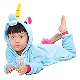 Seawhisper Einhorn Kostüm Kinder Mädchen Schlafoverall Kinder Pyjamas Onesie Tier Jumpsuit Halloween Kinderskostüm Junge 116 122 Blau