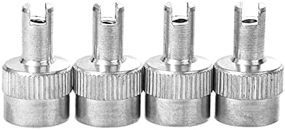 Slotted Valve Cap 4Pcs Metal Slotted Slot Valve Caps with Valve Core Remover Wheel Caps for Schrader Car Motorcycle Bikes Nipple Caps Cover(silver)