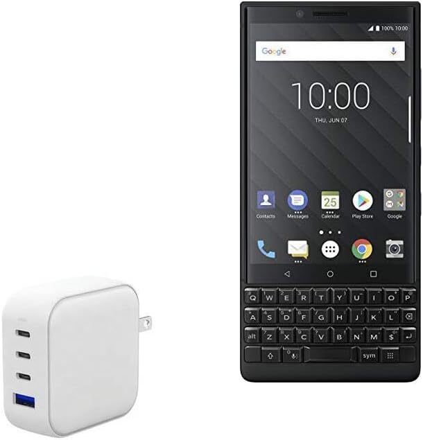 BoxWave Charger Compatible with BlackBerry Key2 - PD miniCube (100W), 100W 3 PD Port Wall Charger International - Winter White