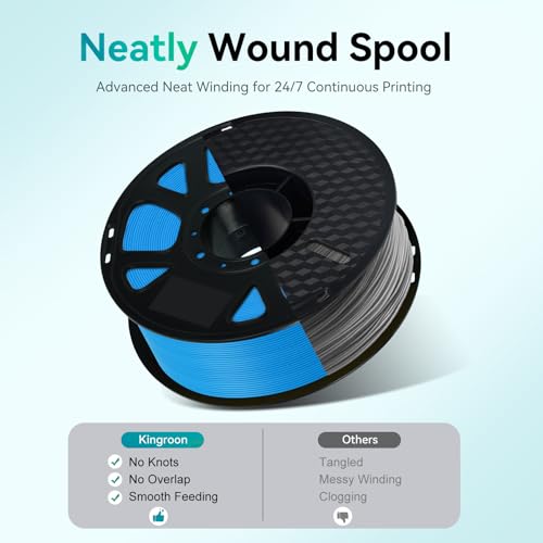 Image of Kingroon PLA Filament 1.75mm, 1kg Spool (2.2lbs), + /- 0.02mm Tolerance, Smooth 3D Printing Filament, Fits for Most FDM 3D Printers, Ocean Blue