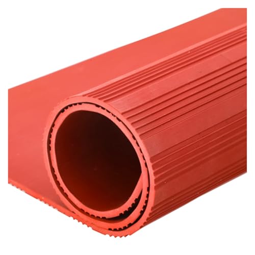 1x1m Distribution Room Electrical Safety Rubber Mat, Industrial Insulating Mats for Electrician Electric Shock Protection, Non-Conducive High Voltage Insulating Floor Work Mat(Red,1/3