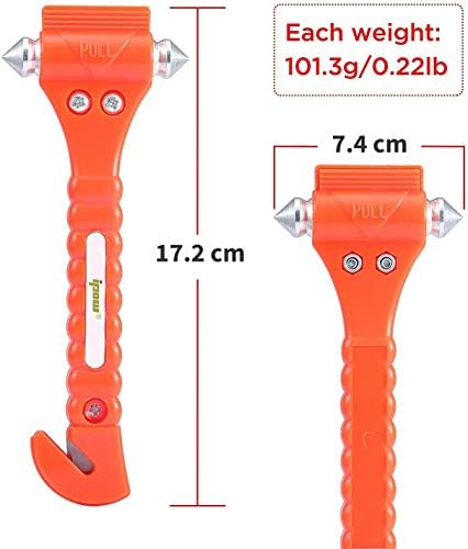 ipow [4 Pack] Car Emergency Escape Window Break Hammer Safety Seat Belt Cutter Tool (Big)