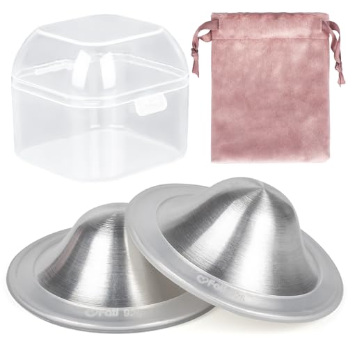 Image of The Original Silver Nursing Cups, Nipple Covers for Breastfeeding, Nipple Shields for Nursing Newborn, Breastfeeding Essentials Silver Nipple Guards for Sore Nipple Relief-XL