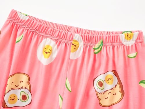 Image of Beezizac Girls Pajamas Cute Print Short /Long Sleeve Pants Set Size 6-18 | Soft Stretch Poly Blend, Comfy Crewneck, Elastic Waist Pants, Everyday & Holiday Sleepwear for Big Girls, Tweens & Teens