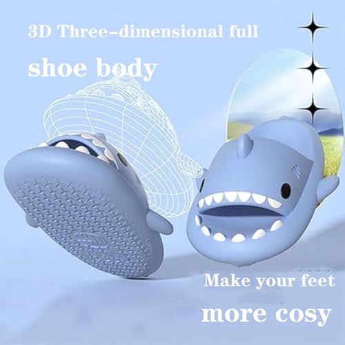 Jfxgjuv Shark Slides Kids, Boys Girls Cloud Shark Slides, Non-Slip Open Toe Thick Sole Beach Pool Shower Shoes Bathroom Slippers4