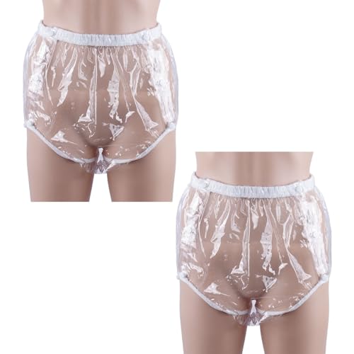 Paquete de 2 Fundas para Pañales,Cobertor Pañal Reutilizables Pañales de Incontinencia para Adultos Pantalones de Incontinencia para Mujer Hombre(Clear,Large)