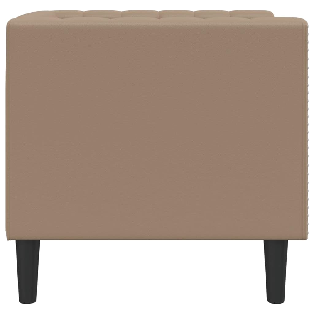 Poltrona Chesterfield in Similpelle Cappuccino con Rivestimento in Ecopelle Durevole e Design Classico per Soggiorno e Sala da Pranzo - Seduta Comoda e Struttura Stabile