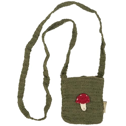 Primitives by Kathy Bag and Strap Feature a Crochet Style for a Unique Handmade Appearance, Dark Green, red, White