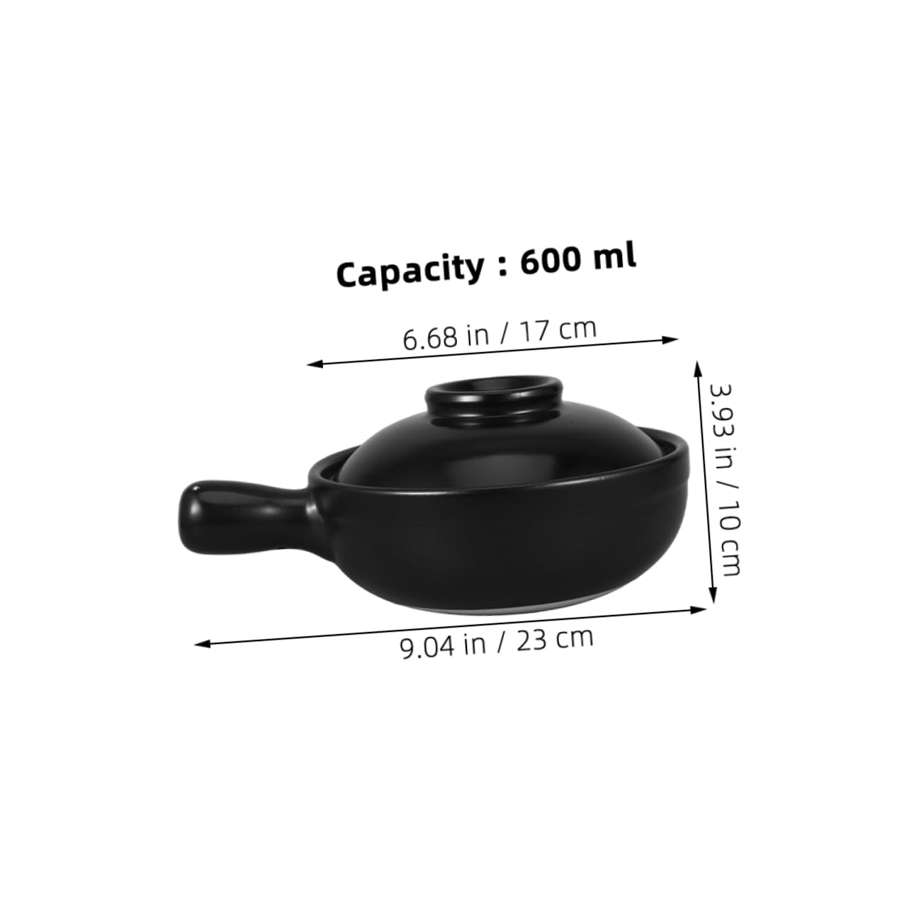 Olla de Barro Pequeña de 600ml en Arcilla Negra, Diseño Tradicional | Resistencia a Altas Temperaturas, Adecuado para Reuniones Familiares y Fiestas, Formato Compacto para Cocina