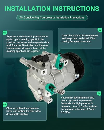 Image of SCITOO AC Compressor fit for Dodge Attitude 1.6L 2006-2012 | Fast Cooling, Ultra Low Noise (≤72 dB)Air Conditioner Compressor with Clutch, Easy Installation, 9770117511 977011E000