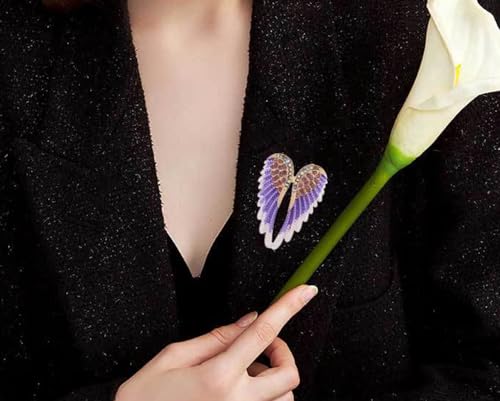 Image of vmcoatdu Women's Guardian Angel Wings Brooch Pin Crystal Angel Wings Brooch Multicolor Lapel Pin Badge