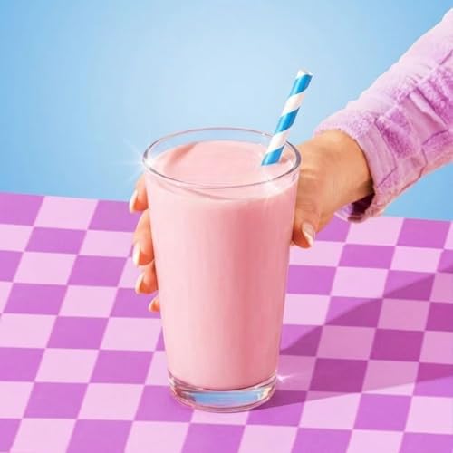 Image of Moo'd Up Strawberry Milk Mix - Low Sugar, High Protein (10g) - Made with Real Strawberries, Dairy-Free, No Artificial Colors or Sweeteners - Healthy Strawberry Drink Powder, 15 Servings