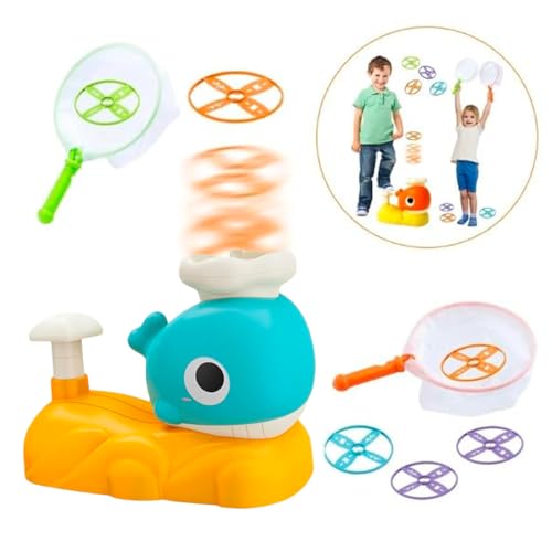 Image of Kidology Disc Launcher, Flying Disc Launcher Toy, Step-On Flying Saucer Launch Toy Set Backyard Games and Activities for Children & Family(Whale)