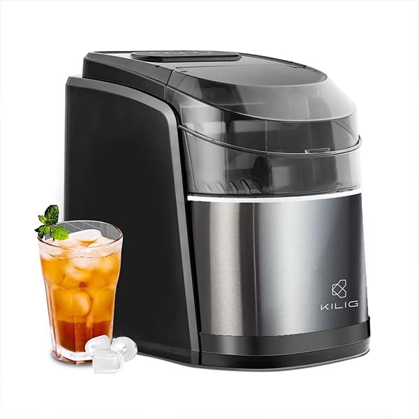 Kilig C02B Countertop Ice Maker Machine | 9 Ice Ready in 5 Mins | 15Kg-24H | Self-Cleaning Function...