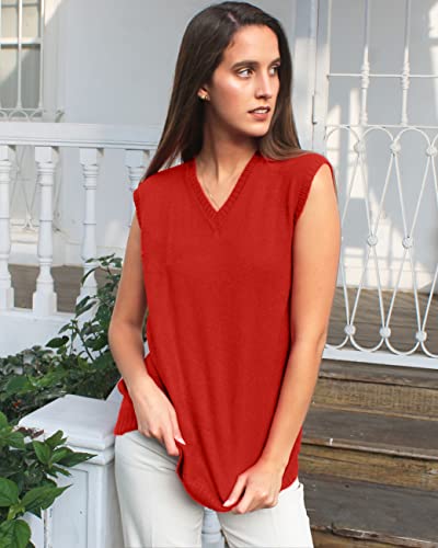 Image of TINKUY Peru Women's Alpaca Wool V-Neck Sweater Vest - Soft Knitted Pullover - Authentic Peruvian Wool - Sizes S-2XL