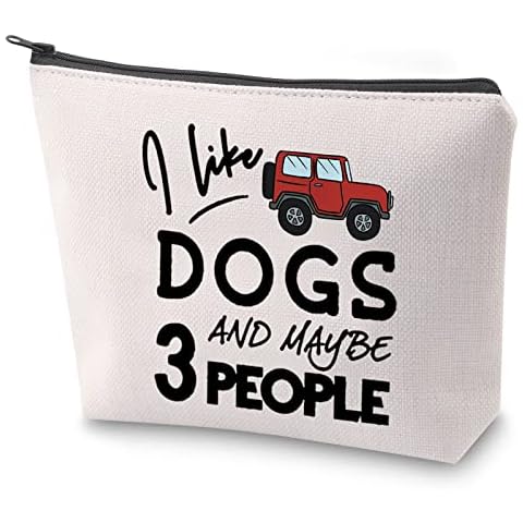 ZJXHPO Dog Lover Owner Cosmetic Bags Gift Dog Mom Gift Crazy Dog Lady Gift I Like Dogs And Maybe 3 People Makeup Zipper Pouch Bag For Her, dog 3 people, 23.5*17 cm Cover