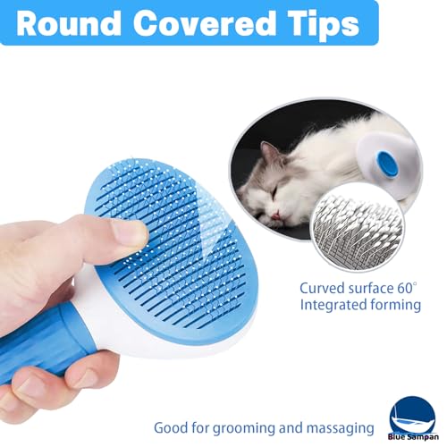 Image of Cat Brush for Shedding, Self Cleaning Slicker Brush, Soft Silicone Self Cleaning for Short and Long Haired Cats for Grooming and Massaging