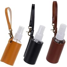 BESTYASH Leather Perfume Spray Bottle Case Lotion Keychain Holder Travel Container Set 3pcs Empty Bottles