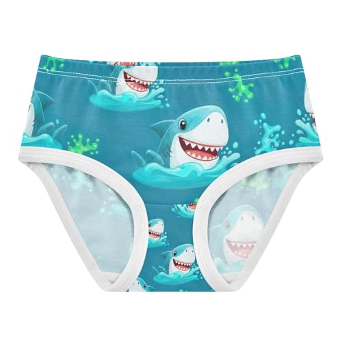 Cartoon Sharks Heads Underwear for Girls, Toddler Briefs, Cotton Girls Underwear, 2–8 Years