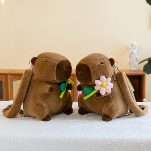 champracer Capybara Plüschtier Rucksack Capybara Rucksack Capybara Kuscheltier Plüsch Rucksack für Erwachsene Wasserschwein Kuscheltier Plüschtier Rucksack Kinder (Rosa Blumen)