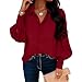 Women Button Down Shirts Dressy Loose Puff Long Sleeve Office Work Tops V Neck Collared Casual Business Blouses
