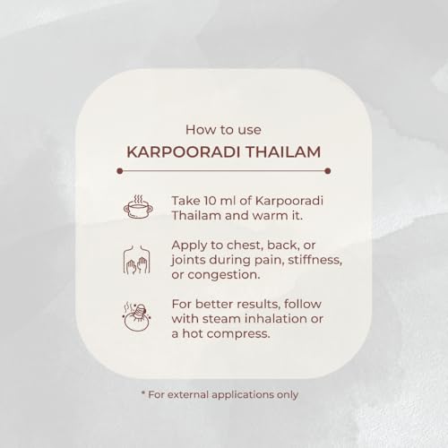 Image of Karpooradi Thailam 200ml | First & Only TESTED SAFE for Heavy Metals | Ayurveda Medicine for Pain Relief | Joint & Muscle Pain, Chest Congestion Relief | With Camphor & Sesame Oil