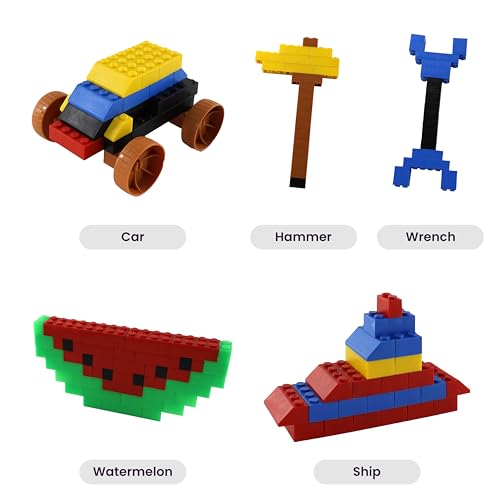 Image of Imagine Bricks - 282 Multicolour Interlocking Blocks, Building Blocks Construction Set for Boys & Girls, Boost Imagination & Fine Motor Skills, 6+ Years